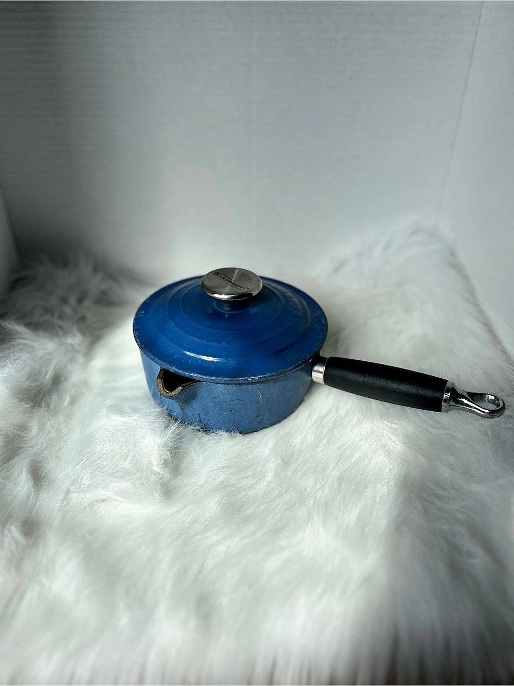 Le Creuset Enameled Saucepan with Lid in Blue
